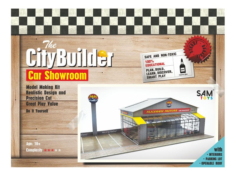 The CityBuilder CAR Showroom Cardboard Model Making Kit - O Scale Model Railroad Building - Image 1